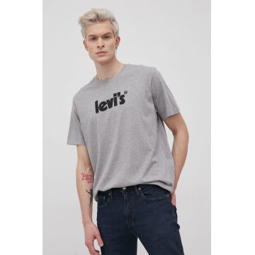Levi's Tricou din bumbac culoarea gri, melanj