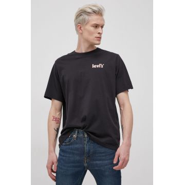Levi's Tricou din bumbac culoarea negru, material neted