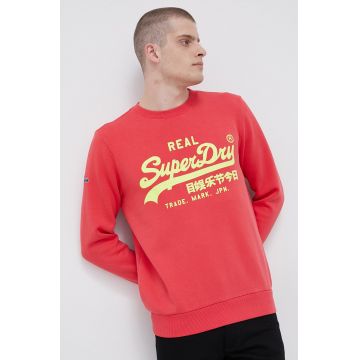 Superdry Bluză bărbați, culoarea roz, cu imprimeu