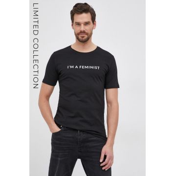Tricou din bumbac Answear Lab X Colecție limitată No Shame No Fear culoarea negru