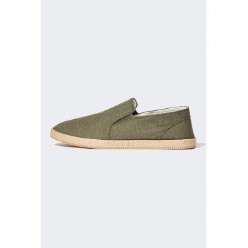 Espadrile din panza cu aplicatie cu aspect de iuta