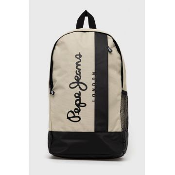 Pepe Jeans rucsac barbati, culoarea bej, mare, cu imprimeu