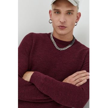 Superdry pulover de bumbac barbati, culoarea bordo,