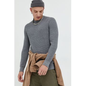 Superdry pulover de bumbac barbati, culoarea gri,