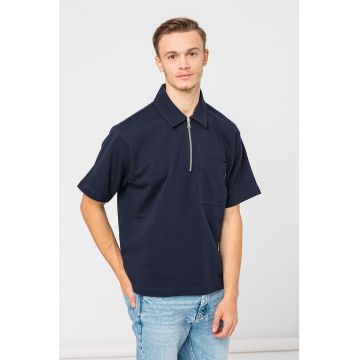 Tricou polo cu fenta cu fermoar