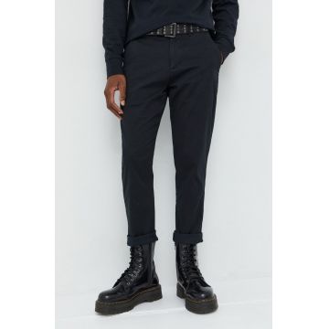 Abercrombie & Fitch pantaloni barbati, culoarea negru, cu fason chinos