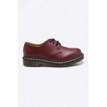 Dr. Martens pantofi de piele 1461 Smooth femei, culoarea bordo, cu toc plat DM11838600