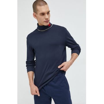 HUGO longsleeve barbati, culoarea albastru marin, cu imprimeu