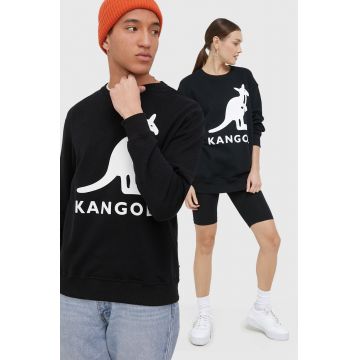 Kangol hanorac de bumbac culoarea negru, cu imprimeu KLEU003-99