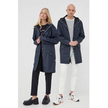 Rains geacă 12020 Long Jacket culoarea albastru marin, de tranzitie 12020.47-Navy