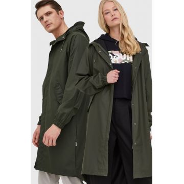 Rains geacă de ploaie 18140 Fishtail Parka culoarea verde, de tranzitie 18140.03-Green