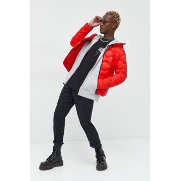 Superdry geaca de puf barbati, culoarea rosu, de tranzitie