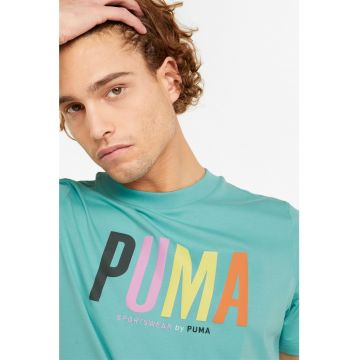 Tricou cu decolteu la baza gatului si imprimeu grafic SWxP