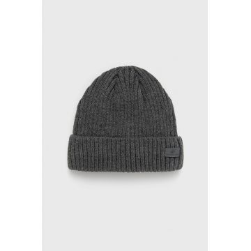 4F caciula culoarea gri, din tricot gros