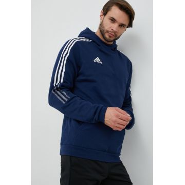 adidas Performance bluza barbati, culoarea albastru marin, cu glugă, cu imprimeu