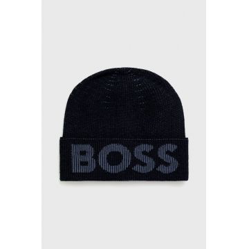 BOSS caciula din amestec de lana culoarea albastru marin, BOSS caciula din amestec de lana culoarea albastru marin,