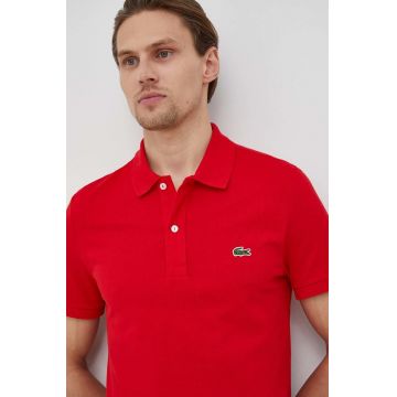Lacoste polo de bumbac culoarea rosu, neted, PH4012