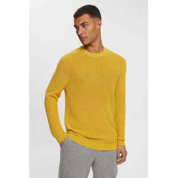 Pulover regular fit cu decolteu la baza gatului