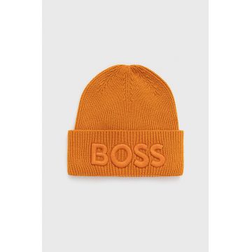 BOSS caciula din amestec de lana Boss Casual culoarea portocaliu, din tricot gros