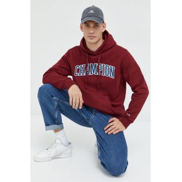 Champion bluza barbati, culoarea bordo, cu glugă, cu imprimeu