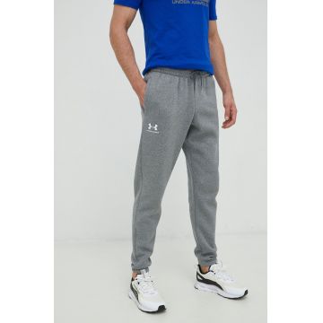 Under Armour pantaloni de trening barbati, culoarea gri, neted