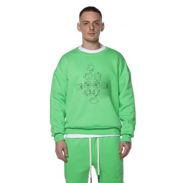 Bluza sport supradimensionata cu detalii brodate Peace