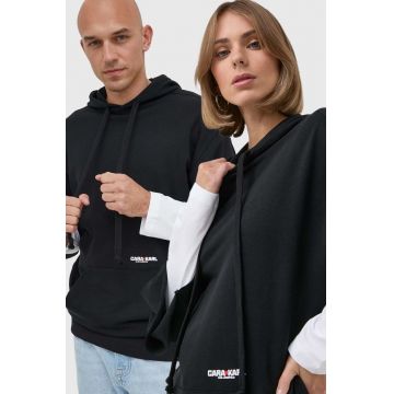 Karl Lagerfeld bluza Karl Lagerfeld X Cara Delevingne unisex, culoarea negru, cu glugă, cu imprimeu