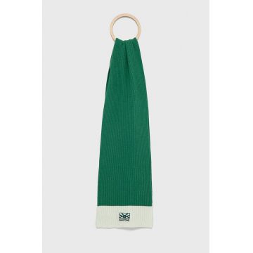 United Colors of Benetton esarfa din amestec de lana culoarea verde, neted