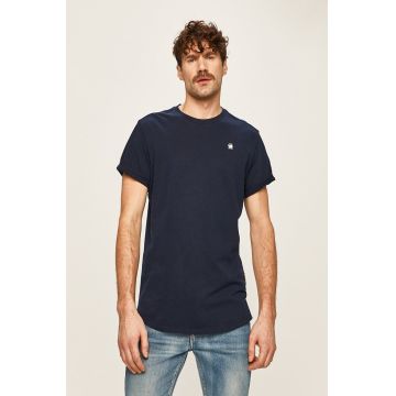 G-Star Raw tricou din bumbac culoarea albastru marin, neted