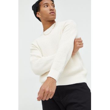 Abercrombie & Fitch pulover de bumbac barbati, culoarea alb, light