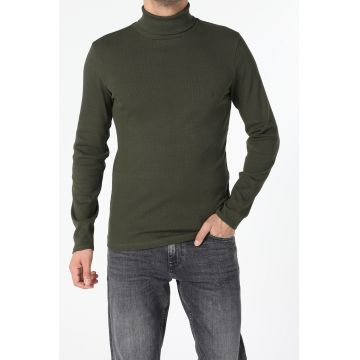 Bluza slim fit cu guler inalt