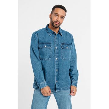 Camasa de denim cu buzunare pe piept