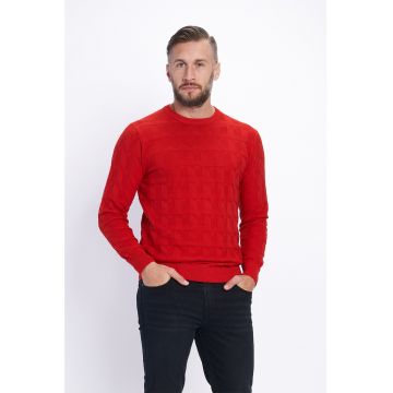 Pulover cu decolteu la baza gatului si aspect texturat
