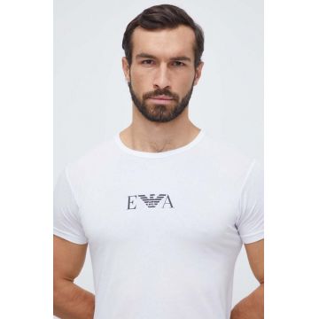 Emporio Armani Underwear tricou 2-pack barbati, culoarea alb, cu imprimeu