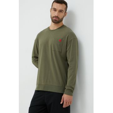 HUGO longsleeve barbati, culoarea verde, neted