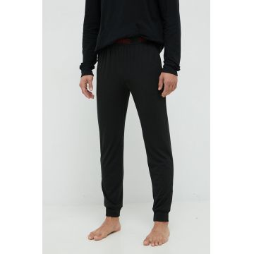 HUGO pantaloni de pijama barbati, culoarea negru, neted