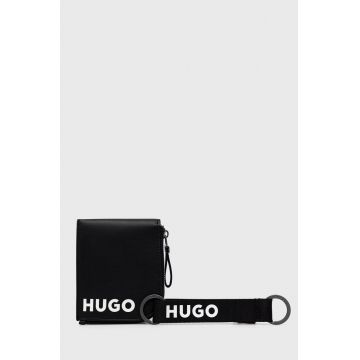 HUGO portofel + breloc barbati, culoarea negru