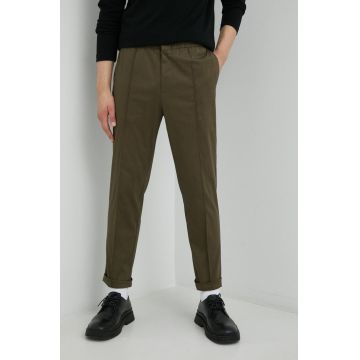 Tiger Of Sweden pantaloni Sosa barbati, culoarea verde, cu fason chinos