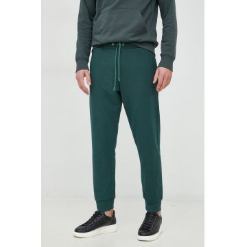 United Colors of Benetton pantaloni de trening barbati, culoarea verde, neted