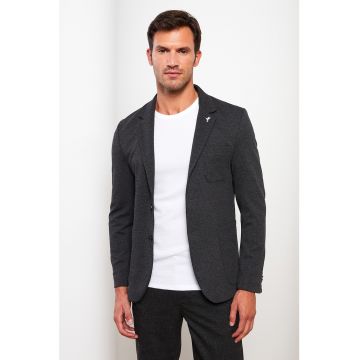 Sacou slim fit cu buzunare aplicate