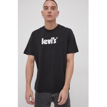 Levi's Tricou din bumbac culoarea negru, cu imprimeu