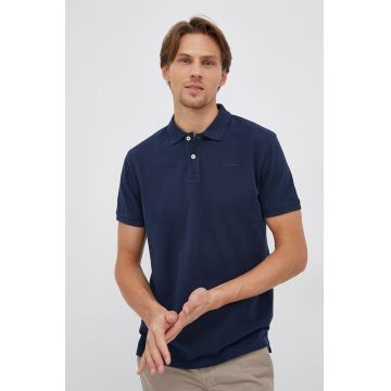 Pepe Jeans Polo de bumbac Vincent culoarea albastru marin, material neted