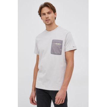 Pepe Jeans Tricou din bumbac Abner culoarea gri, cu imprimeu