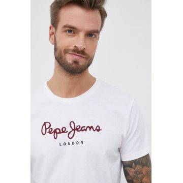 Pepe Jeans Tricou din bumbac Eggo N culoarea alb, material neted