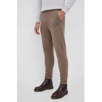 Samsoe Samsoe Pantaloni de bumbac bărbați, culoarea maro, material neted