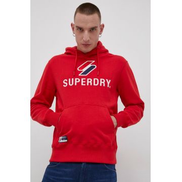 Superdry Bluză bărbați, culoarea rosu, cu imprimeu