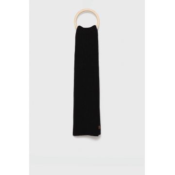 Superdry Eșarfă de lână culoarea negru, material neted