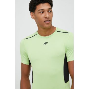 4F tricou de alergare culoarea verde, cu imprimeu