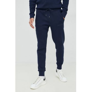 Michael Kors pantaloni de trening din bumbac barbati, culoarea albastru marin, cu imprimeu