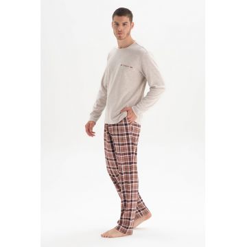 Pantaloni lungi de pijama cu model in carouri